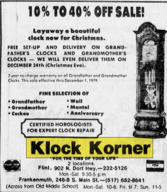 Klock Korner - Nov 25 1979 Ad (newer photo)